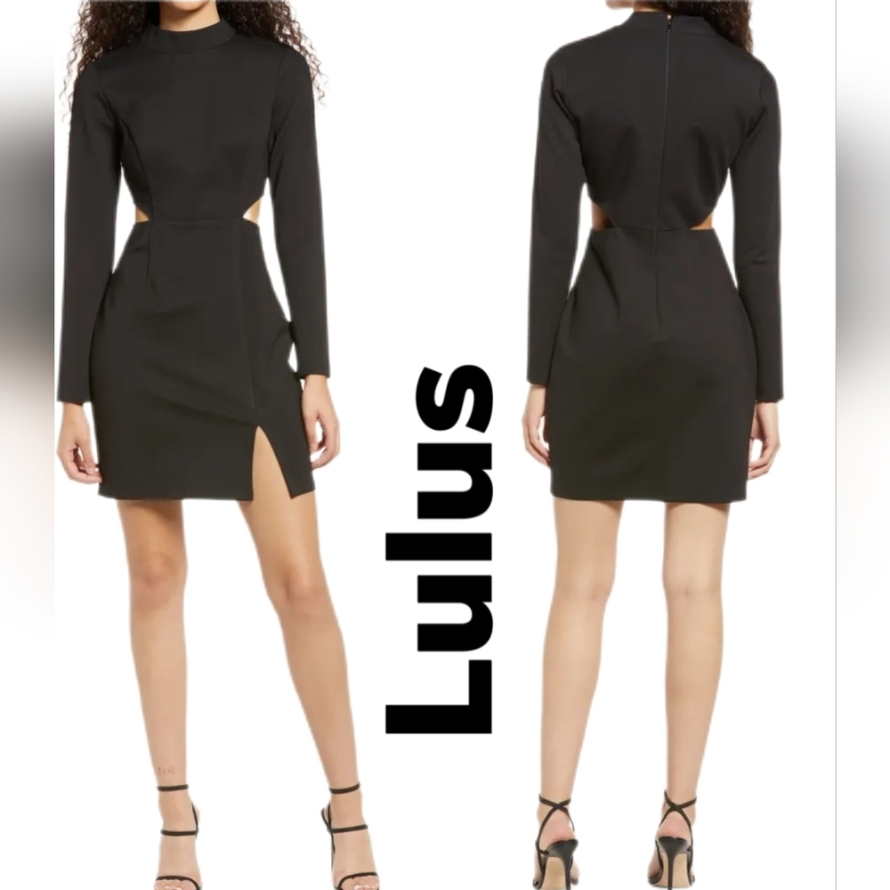 Lulu's Black Long-Sleeve Cutout Mini Dress